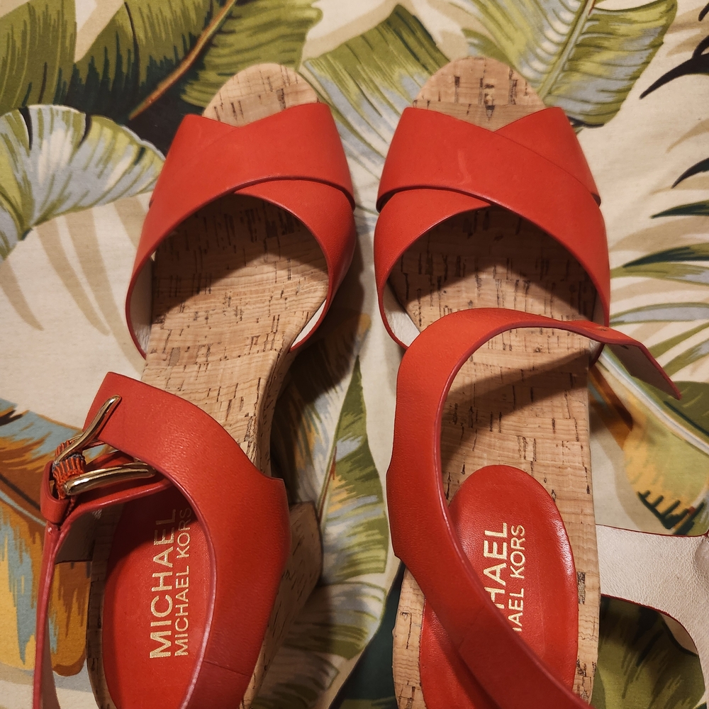Michael Kors Orange Wedge Sandals